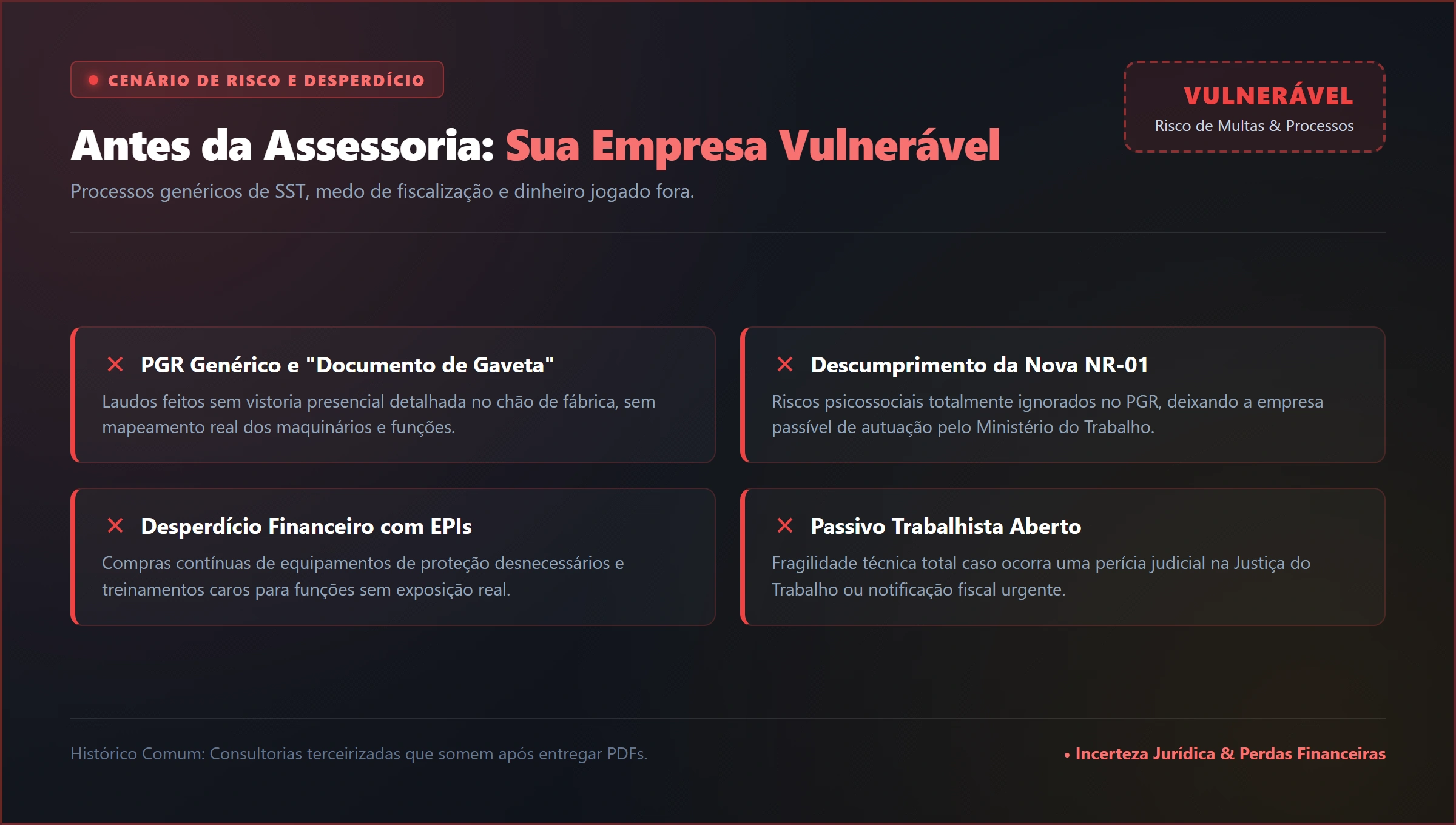 Operação antes da consultoria SST: vulnerabilidade, riscos de multas e desordem